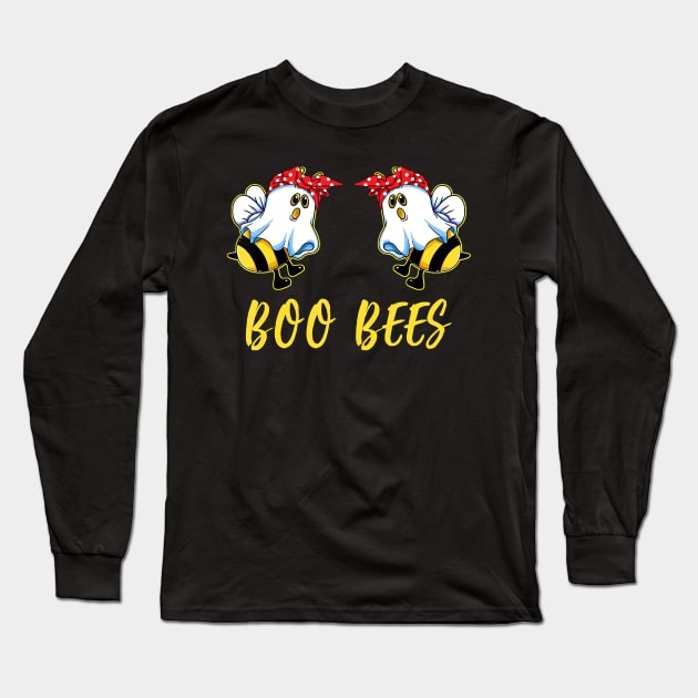 Funny Boo Bees Headband Halloween Costume Matching Couples Long Sleeve T-Shirt by JaydeMargulies